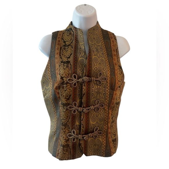 Giuseppe Collection Brocade Vest Tapestry Jacquard Frog Closure Petite P - Picture 2 of 9